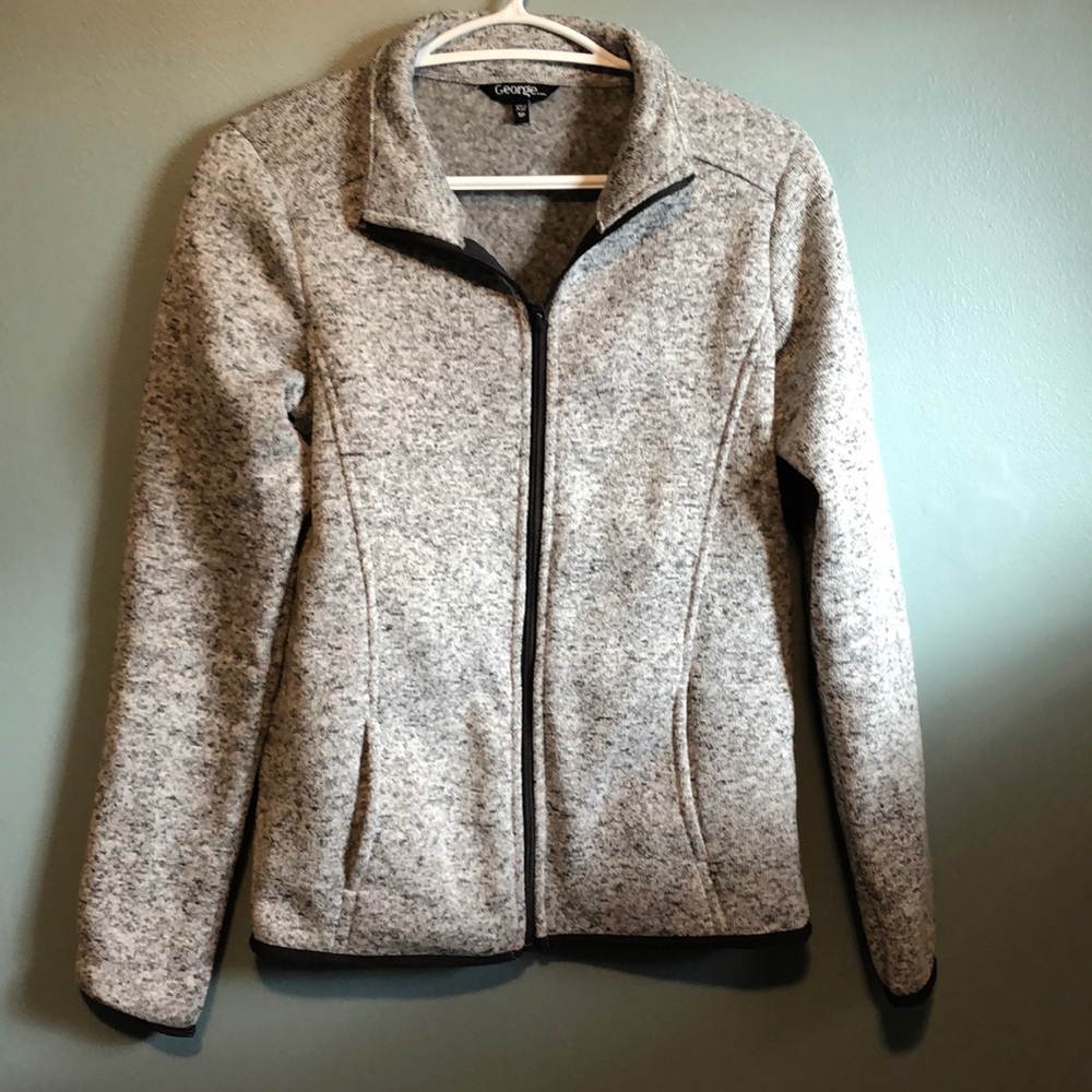 Heathered grey jacket.